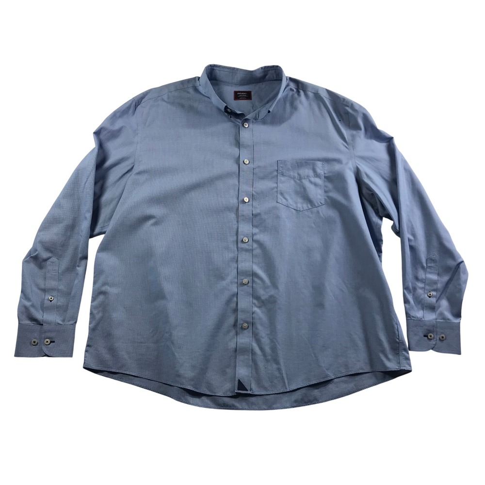 UNTUCKit Mens XXXL Blue Micro Houndstooth Relaxed Fit Wrinkle Free Shirt 3XL